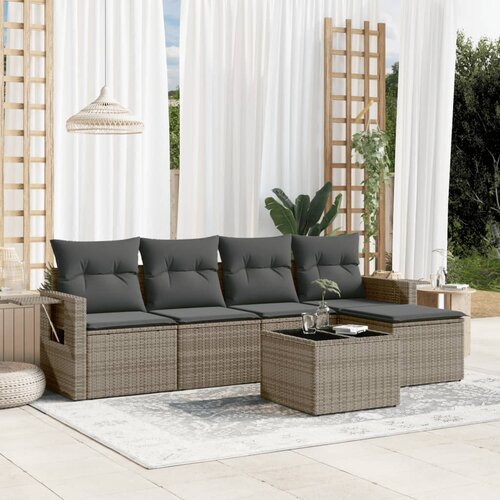 vidaXL 6-dijelni set vrtnih sofa od poliratana s jastucima sivi Cijene