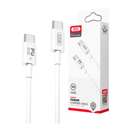 USB kabal XO NB-Q190B PD USB-C to USB-C 60W 2m White Slike