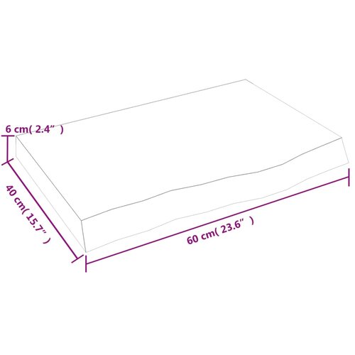  Zidna polica tamnosmeđa 60x40x(2-6) cm od obrađene hrastovine Slike