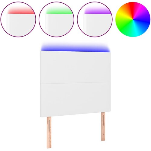 Maison Chic led posteljno vzglavje - vzglavna omarica - nočna omarica belo 100x5x118/128 cm umetno usnje, (21712018) Slike