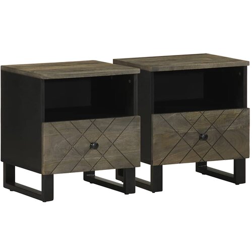 Furnova Nočna omarica 2 kosa črna 40x33x46 cm trden mangov les, (21926416) Slike