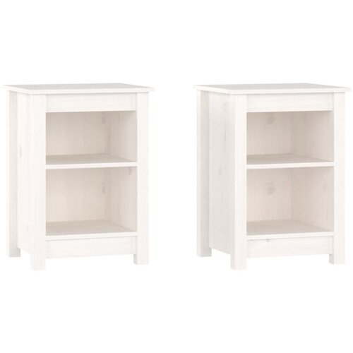 Maison Chic Dvo delni komplet Nočne omarice - Nočne mize bela 40x35x55 cm trdna borovina, (21689623) Cene