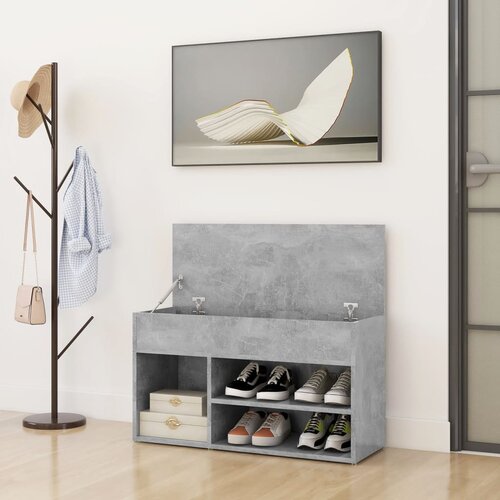  Klupa za cipele boja betona 80 x 30 x 45 cm konstruirano drvo Slike