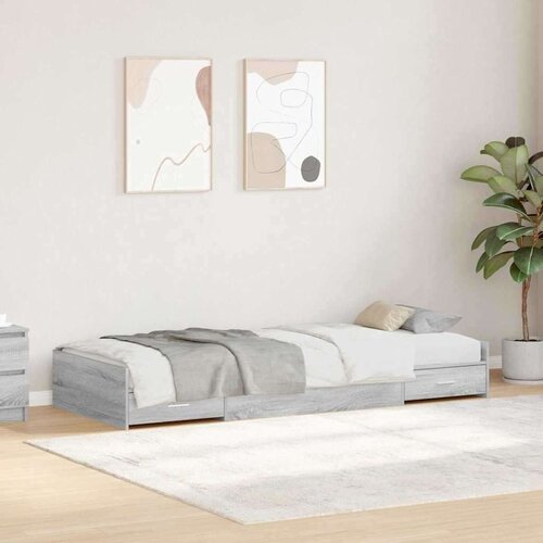  S uzglavljem s ladicama Siva Sonoma 75 x 190 cm Konstruirano drvo Cijene