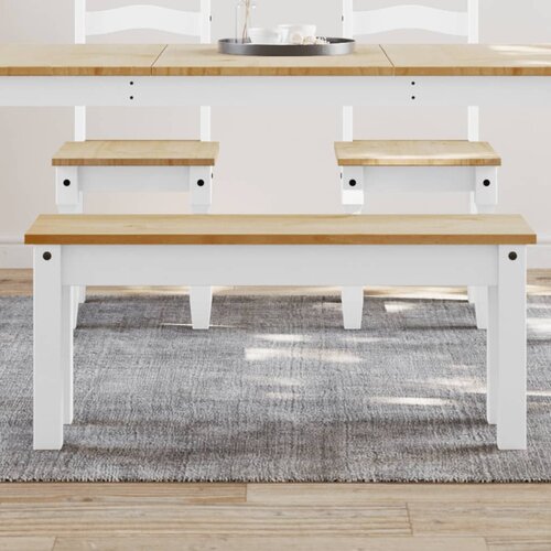 VidaXL Jedilna klop Panama bela 105x30x45 cm trdna borovina Slike