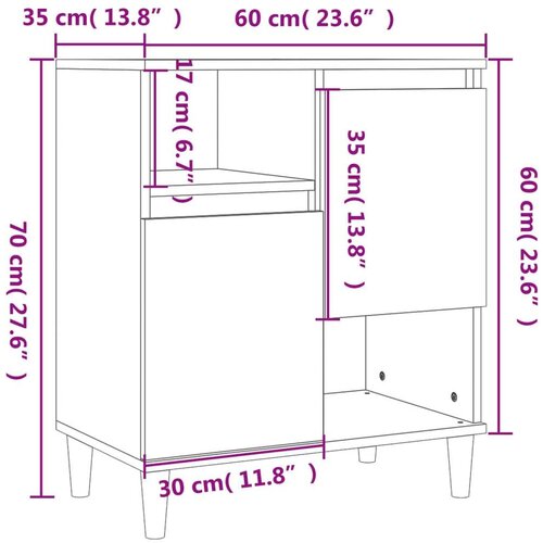  Komoda 2 kosa siva sonoma 60x35x70 cm inženirski les Cene