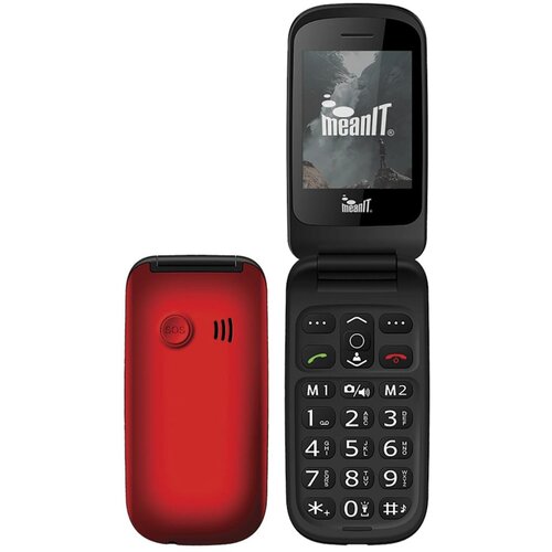 Mean IT Telefon mobilni, Dual SIM, 2.4”, SOS tipka, veliki znakovi – FLIP 1 Crveni Cijene