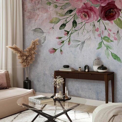 Foto tapeta - Summer bloom - plant motif with flowers and leaves in pink tones 350x256 Cene