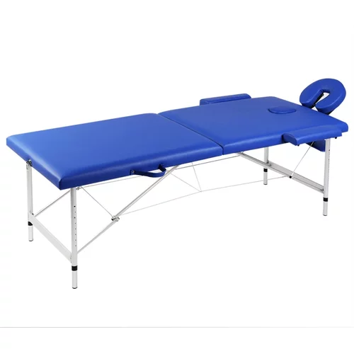 vidaXL Zložljiva masažna miza 2-conska aluminijast okvir modra