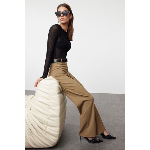 Trendyol Mink Wide Leg High Waist Woven Trousers Cene