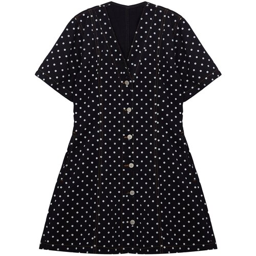 Trendyol Black Polka Dot Mini Denim Dress Slike