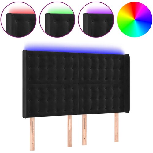 Maison Chic led posteljno vzglavje - vzglavna omarica - nočna omarica črno 147x16x118/128 cm žamet, (21708048) Slike