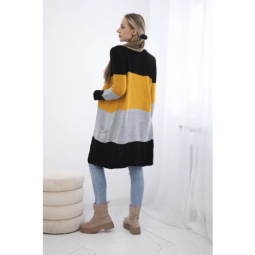 Kesi Cardigan sweater on straps black+mustard Cene