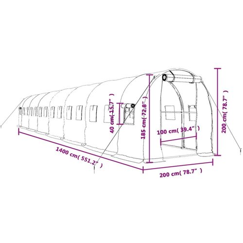  Staklenik s čeličnim okvirom zeleni 28 m&sup2; 14 x 2 x 2 m Cijene