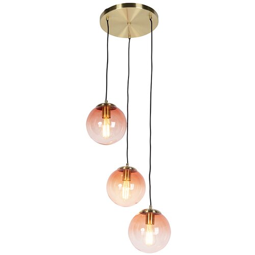 QAZQA Art deco viseča svetilka medenina 45 cm 3-svetlo roza - Pallon Slike