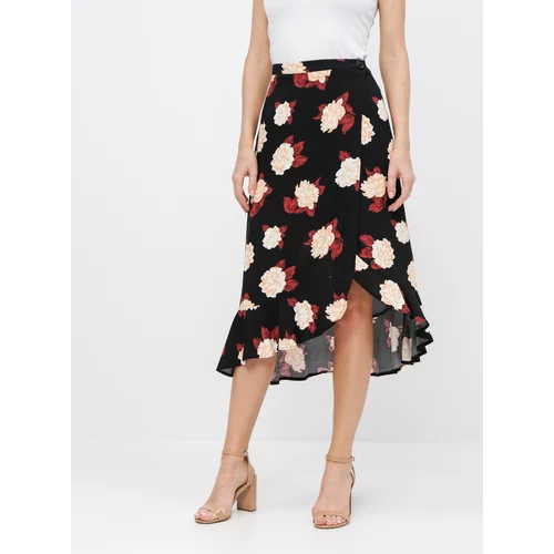 Miss Selfridge 's Black Floral Wrap Skirt