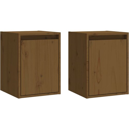 vidaXL Stenska omarica 2 kosa medeno rjava 30x30x40 cm trdna borovina, (20740472) Cene