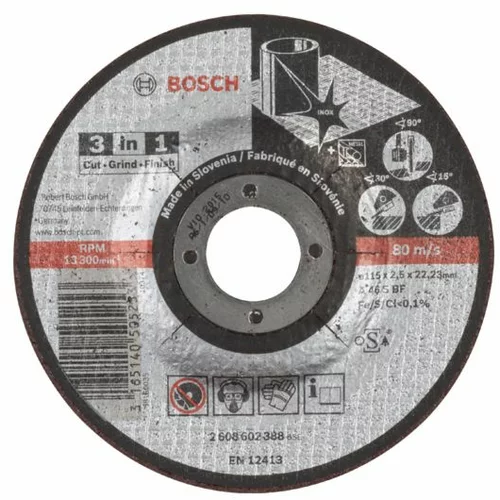 Bosch REZALNA PLOŠČA ZA RF 115X2.5X22 MM 3V1 REZANJE IN BRUŠENJE