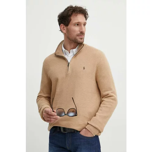 Polo Ralph Lauren Pamučni pulover boja: smeđa, lagani, s poludolčevitom