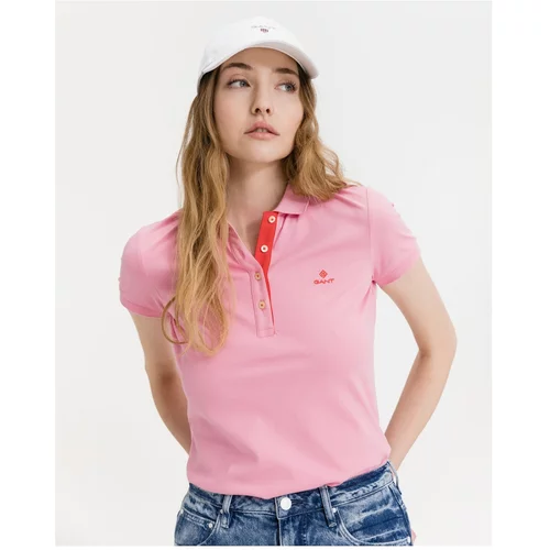 Gant Pink Women's T-Shirt Polo Contrast Collar - Women