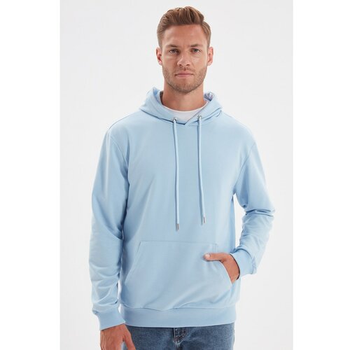 Trendyol Blue Men's Hoodie Kangaroo Pocket Long Sleeve Sweatshirt Cene