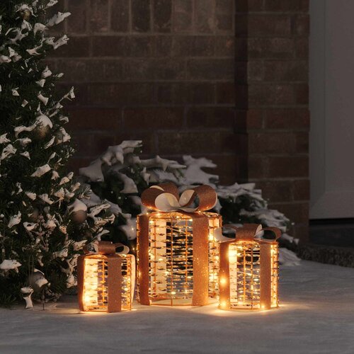 Dekoracija Poklon Kutije 3 pcs Topla bijela 20 x 20 x 20 cm PET Cijene