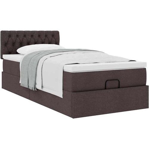 VidaXL otomanski okvir kreveta s madraca tamnosmeđi 100x200cm tkanine Slike
