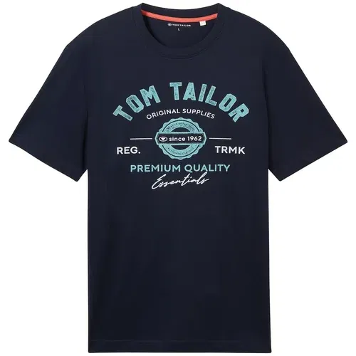 Tom Tailor Majica kraljevo modra / temno modra / bela