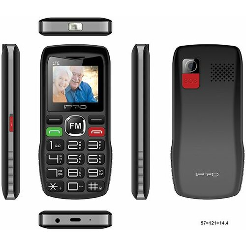 Ipro Senior F188 black Feature mobilni telefon 2G/GSM/800mAh/32MB/DualSIM/Srpski jezik ( Senior F188 black-gray ) Cene