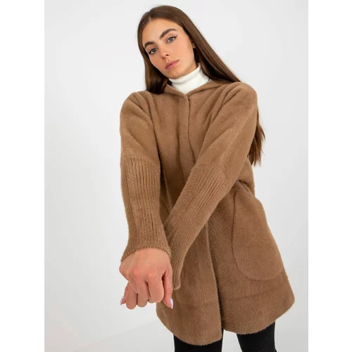 Fashion Hunters Light brown lady's coat made of alpaca with Carolyn wool