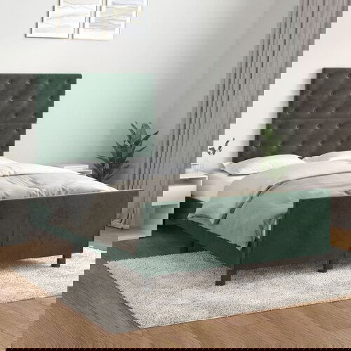 VidaXL Okvir za krevet s uzglavljem tamnozeleni 120x200 cm bar&amp;scaron;unasti Slike