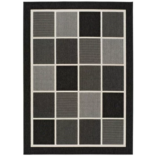 Universal crno-sivi vanjski tepih Nicol Squares, 120 x 170 cm