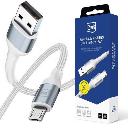 3mk MICRO USB A NA MICRO KABEL 1M QC 3.0 12W 5V 2.4A ZA POLNJENJE TELEFONOV, (5000259876) Cene
