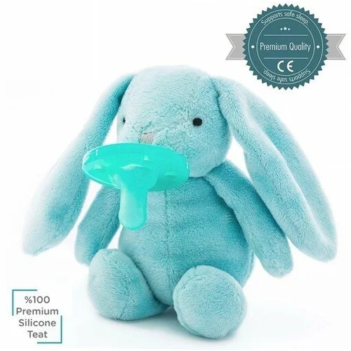 Minikoioi otroška duda s plišasto igračo Sleep Buddy - Blue Bunny