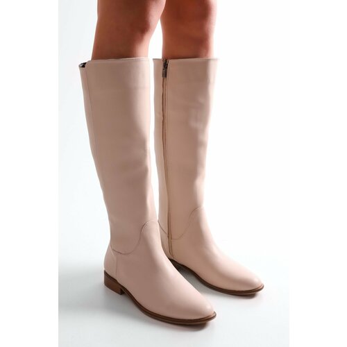 Shoeberry Women's Deny Beige Skin Boots Beige Skin Slike