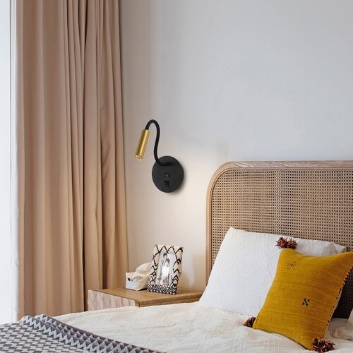  Brilagi -LED Fleksibilna zidna lampa sa USB portom MAYA LED/3W/230V crna/zlatna Slike