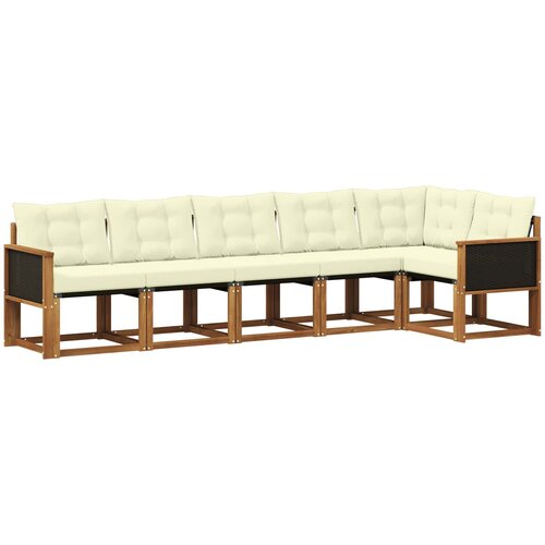  Set vanjskih sofa 6 kom. Prirodna i krem Smeđa 302 x 124,5 x 73 cm Slike