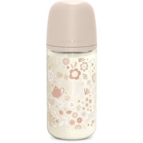 Suavinex Wonderland SX Pro Physiological Anti-Colic Glass steklenička za dojenčke M Medium Flow 3 m+ Liberty Pink 240 ml Cene