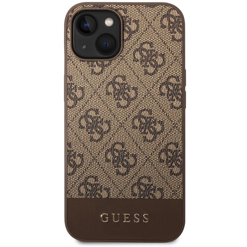 Guess PU 4G Stripe Zadn&iacute; Kryt pro iPhone 14 Brown Ovitek za telefon Vijolična Cene