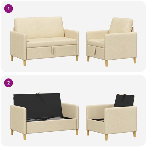  Set sofe s pohranom 2 pcs Krem Poliester Slike