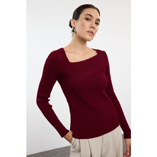 Trendyol Claret Red Square Collar Knitwear Sweater Cijene