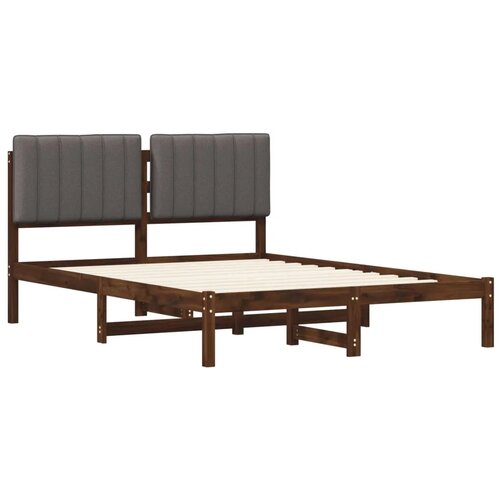  Krevetni okvir s tapiciranim uzglavljem - Tamnosmeđa i svjetlosiva 120 x 190 cm Slike