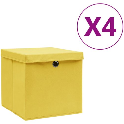 vidaXL Škatle s pokrovi 4 kosi 28x28x28 cm rumene Cene