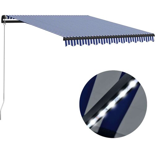  Ročno zložljiva tenda LED 350x250 cm modra in bela, (20966157) Cene