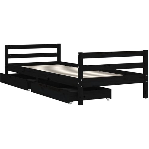  Okvir za dječji krevet s ladicama crni 90 x 200 cm od borovine Slike