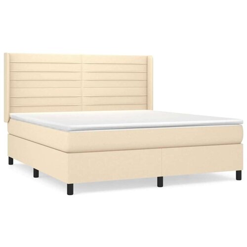  Krevet s oprugama i madracem krem 160x200 cm od tkanine Slike