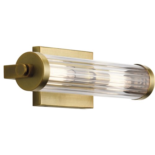 Quintiesse Kichler Azores Stenska svetilka za kopalnico, naravna medenina, IP44, (22099399) Slike