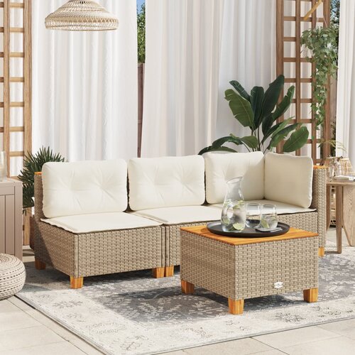 VidaXL Vrtni stol bež 55 x 55 x 36 cm od poliratana i bagremovog drva Slike