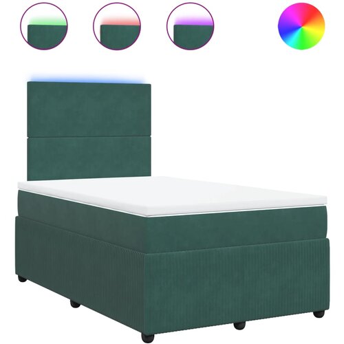 vidaXL Box spring postelja z vzmetnico temno zelen 120x190 cm žamet, (21304926) Cene