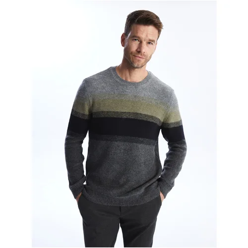 LC Waikiki Crew Neck Long Sleeve Color Block Men's Knitwear Sweater